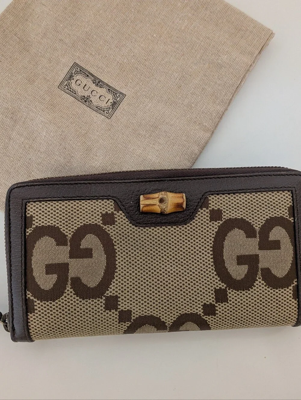 Gucci Bamboo Diana GG Wallet Authentic Large Print Zip Up Large Gently used - Picture 11 of 11